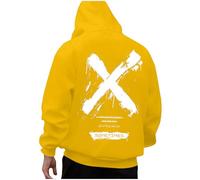KOG Hoodie für Herren Backprint Hoodies Tie-Dye Muster Hooded Sweatshirt Warm Oberteile Jungen Sweatshirt mit Kapuze Casual Langarmshirt Herbst Männer Kapuzenjacke Baumwolle Oberteil Gelb S