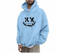 KOG Hoodie für Herren Basic Kapuzenpullover Grafik Hooded Sweatshirt Mode Streetwear Jungen Oberteil Hoodies Freizeit Männer 2025 Lose Sweatshirt mit Kapuze Baumwolle Kleidung Hellblau XXL