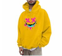 KOG Hoodie für Herren Casual Hoodies Tie-Dye Muster Hooded Sweatshirt 2025 Bekleidung Jungen Sweatshirt mit Kapuze Warme Basic Teenager Freizeit Locker Streetwear Baumwolle Oberteil Gelb XXL