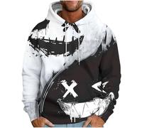 KOG Hoodie für Herren Casual Kapuzenpullover Grafik Sweatshirt mit Kapuze Winter Kapuzenjacke Junge Oberteile Basic Oberteil Fashion Jungen Langarmshirt Baumwolle Pullover Weiß L