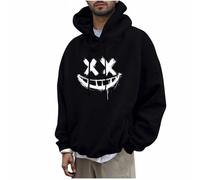 KOG Hoodie für Herren Casual Sweatshirt mit Kapuze Mode Motiv Hoodies Herbst Kapuzenpullover Männer Oberteil Mode Langarmshirt Warm Jungen Winter Regular Streetwear Baumwolle Kleidung Schwarz L