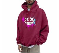 KOG Hoodie für Herren Freizeit Hoodies Grafik Hooded Sweatshirt Warm Sweatshirt mit Kapuze Jungen Oberteile Basic Kapuzenpullover 2025 Oversize Kleidung Baumwolle Kapuzenjacke Wein XL
