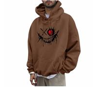 KOG Hoodie für Herren Mode Hooded Sweatshirt Tie-Dye Muster Hoodies Fashion Oberteile Männer Bekleidung Basic Herbst Jungen Freizeit Oversized Streetwear Baumwolle Kapuzenpullover Kaffee 3XL