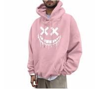 KOG Hoodie für Herren Mode Hoodies Grafik Drucken Sweatshirt mit Kapuze Warm Kapuzenjacke Teenager Oberteil Winter Kapuzenpullover 2025 Casual Große Größen Baumwolle Streetwear Rosa L