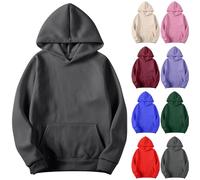 KOG Hoodie für Herren Warm Hoodies Einfarbige Sweatshirt mit Kapuze Herbst Streetwear Jungen Oberteil Basic Langarmshirt 2026 Slim Fit Oberteile Baumwolle Hooded Sweatshirt Grau XL