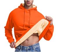 KOG Hoodie für Herren Warmes Sweatshirt mit Kapuze Solid Hoodies Fashion Kleidung Teenager Pullover Winter Streetwear Mode Männer 2025 Oversized Bekleidung Baumwolle Kapuzenjacke Orange XXL