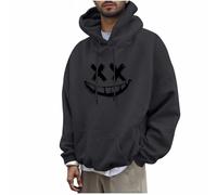 KOG Hoodie Herren 2025 Hooded Sweatshirt Grafik Drucken Sweatshirt mit Kapuze Warmes Kapuzenpullover Oberteile Basic Kapuzenjacke Freizeit Junge Casual Oberteil Baumwolle Kleidung Dunkelgrau 3XL