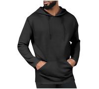 KOG Hoodie Herren Basic Hooded Sweatshirt Einfarbige Sweatshirt mit Kapuze Mode Kapuzenjacke Jungen Streetwear Warm Kleidung Herbst Männer Warme Baumwolle Kapuzenpullover Schwarz 4XL