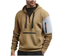KOG Hoodie Herren Basic Hooded Sweatshirt Solid Kapuzenpullover Warme Pullover Bekleidung Fashion Hoodies Warm Jungen 2025 Regular Sweatshirt mit Kapuze Baumwolle Langarmshirt Khaki 3XL