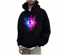 KOG Hoodie Herren Basic Hooded Sweatshirt Tie-Dye Muster Hoodies 2025 Kapuzenjacke Junge Pullover Warme Kapuzenpullover Herbst Teenager Warmes Oversized Streetwear Baumwolle Kleidung Schwarz 3XL