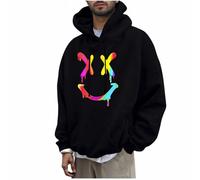 KOG Hoodie Herren Basic Kapuzenpullover Grafik Drucken Hoodies Freizeit Jungen Sweatshirt mit Kapuze Warmes Kapuzenjacke Teenager Herbst Oversize Bekleidung Baumwolle Oberteile Schwarz M