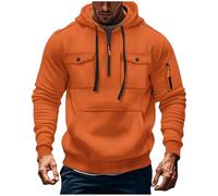 KOG Hoodie Herren Casual Hooded Sweatshirt Einfarbig Sweatshirt mit Kapuze Winter Oberteil Kapuzenjacke Warmes Kleidung Jungen Warm Oversize Oberteile Baumwolle Pullover Orange XXL