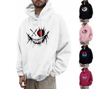 KOG Hoodie Herren Casual Hoodies Grafik Drucken Sweatshirt mit Kapuze Basic Oberteile Jungen Winter Kapuzenjacke Freizeit Warm Locker Hooded Sweatshirt Baumwolle Kapuzenpullover Weiß XXL