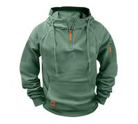 KOG Hoodie Herren Casual Sweatshirt mit Kapuze Solid Hoodies Herbst Oberteile Jungen Oberteil Warmes Langarmshirt 2025 Junge Mode Oversized Kapuzenjacke Baumwolle Kleidung Grün L