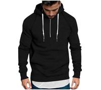 KOG Hoodie Herren Herbst Kapuzenpullover Solid Hoodies 2026 Kapuzenjacke Teenager Oberteile Fashion Hooded Sweatshirt Warme Junge Casual Oversized Streetwear Baumwolle Oberteil Schwarz L