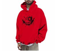 KOG Hoodie Herren Mode Hooded Sweatshirt Grafik Kapuzenpullover Warme Streetwear Jungen Hoodies Winter Kapuzenjacke Fashion Männer Warm Regular Langarmshirt Baumwolle Oberteil Rot M