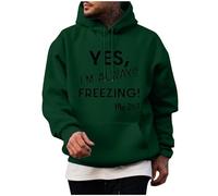 KOG Hoodie Herren Warm Hooded Sweatshirt Grafik Sweatshirt mit Kapuze Mode Streetwear Junge Oberteile Warme Bekleidung Casual Jungen Herbst Lose Kapuzenjacke Baumwolle Langarmshirt Grün XL