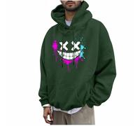 KOG Hoodie Herren Warme Hooded Sweatshirt Mode Motiv Hoodies Warmes Oberteil Männer Oberteile Fashion Streetwear Winter Teenager Casual Oversize Kapuzenjacke Baumwolle Langarmshirt Armeegrün M