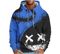 KOG Hoodie Herren Warmes Kapuzenpullover Grafik Drucken Hooded Sweatshirt Herbst Pullover Junge Oberteil Warme Oberteile Winter Teenager Mode Regular Baumwolle Bekleidung Blau XL