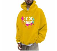 KOG Hoodie Herren Winter Kapuzenpullover Grafik Hoodies Warm Sweatshirt mit Kapuze Jungen Kleidung Casual Langarmshirt Basic Teenager Warmes Slim Fit Kapuzenjacke Baumwolle Oberteil Gelb XXL