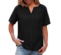 KOG Leinenbluse Damen Sommer Shirt Kurzarm Leinenshirt Oberteile Einfarbig Kleidung Leicht Leinen Oberteil Frauen Sweatshirt Elegant Tops Teenager Oversized Bekleidung 2026 Arbeitsshirt Hemd