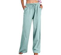 KOG Leinenhose Damen Hose 2026 Sommerhose Leinen Cargohosen Leichte Teenager Mädchen Jogginghosen High Waist Loungehose Sporthose Schlaghosen Slim Fit Karierte Hose Fahrrad Regenhose Wanderhosen