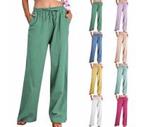 KOG Leinenhose Damen Hose 2026 Sommerhose Leinen Cargohosen Leichte Teenager Mädchen Jogginghosen High Waist Loungehose Sporthose Schlaghosen Slim Fit Karierte Hose Fahrrad Regenhose Wanderhosen