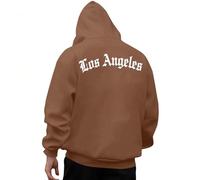 KOG Los Angeles Hoodie Herren Backprint Kapuzenpullover Tie-Dye Muster Hooded Sweatshirt 2026 Pullover Jungen Oberteile Herbst Warmes Junge Basic Regular Hoodies Baumwolle Oberteil Kaffee XL
