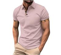 KOG Poloshirt Herren Golf Polo Shirt Kurzarm Kleidung Einfarbig T-Shirt Bequemes Baumwolle T-Shirts Outlet Angebote Junge Top Fashion Wandershirt Mode Streetwear Sale Herren Rosa XL
