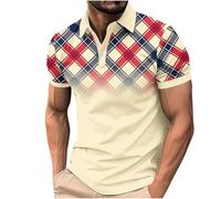 KOG Poloshirt Herren Polo Shirt Kurzarm Bekleidung Tie-Dye Muster Tee T-Shirt Basic Baumwolle Freizeitshirt Jungen Kleidung Oberteil Gym Tshirts Sale Angebote Khaki 4XL