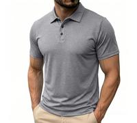 KOG Poloshirt Herren Polo Shirt Kurzarm Oberteil Einfarbige Tee T-Shirt Basic Baumwolle T-Shirt Jungen Streetwear Fashion Tee Männer Bequemes Freizeitshirt Grau XL