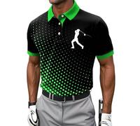 KOG Poloshirt Herren Polo Shirt Kurzarm Oberteile Mode Motiv Shirts Basic Baumwolle Kleidung Teenager Oberteil 2026 Streetwear Männer Vintage Wandershirt Freizeitshirt Sommerhemd Grün 4XL