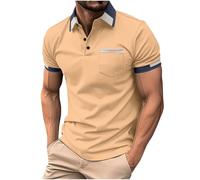 KOG Poloshirts für Herren Golf Polo Shirt Kurzarm Oberteile Einfarbig Tshirt 2025 Baumwolle Shirts Jungen T-Shirts Basic Shirt Teenager Gym Tee T-Shirt Khaki L