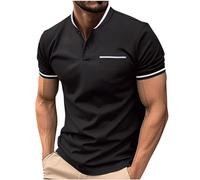 KOG Poloshirts für Herren Golf Polo Shirt Kurzarm Oberteile Einfarbige Business Baumwolle T-Shirt Prime Männer Tee T-Shirt Leicht Tops Junge Bequemes Oberteil Outlet Angebote Schwarz XXL