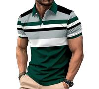 KOG Poloshirts für Herren Polo Shirt Kurzarm Oberteil Tie-Dye Muster Shirt Bequemes Baumwolle Bekleidung Junge Oberteile Vintage Männer Casual Laufshirt Streetwear Kleidung Grün L