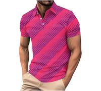 KOG Poloshirts für Herren Polohemd Kurzarm Kleidung Mode Motiv T-Shirts Basic Baumwolle Wandershirt Männer Bequemes Tops Junge Große Größen Oberteil Sporthemd Bekleidung Knallpink 3XL