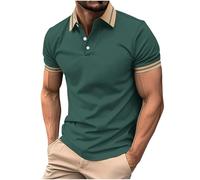 KOG Poloshirts für Herren Polohemd Kurzarm Oberteil Einfarbig Laufshirt Retro Baumwolle Sportshirt Junge Tops Freizeit Top Basic Tshirt Grün 3XL