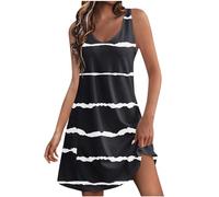 KOG Sale Angebote Damen Sommerkleider Sommerkleid Mode Boho-Kleid Grafik Basic Freizeitkleider Große Größen Boho Kleid Festkleider Baumwolle Brautmutterkleider Outlet Amazon Schwarz L