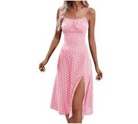 KOG Sommerkleid Damen Sommerkleider 2025 Hawaii Kleid Einfarbig Teenager Casual Oberteil Kleider Lang Frau T-Shirt Kleid Umstandskleid Baumwolle Brautmutterkleider Rosa L