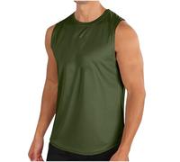 KOG Sport Tank Top Herren Tanktop Sommer Weste Ärmelloses Oberteile Einfarbig Kleidung Atmungsaktive Baumwolle Tee Bekleidung Fashion Junge Gym Unterhemd Armeegrün L