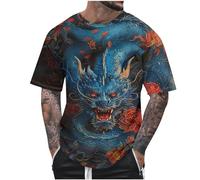 KOG T-Shirts für Herren Sommer T Shirts Kurzarm Kleidung Mode Motiv Oberteil Gym Baumwolle Tshirt Jungen Sportshirt Vintage Teenager Slim Fit Shirt Mehrfarbig XL
