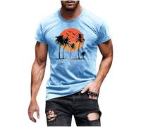 KOG T-Shirts für Herren Sommer T Shirts Kurzarm Kleidung Tie-Dye Muster T Shirt Fashion Baumwolle Shirts Sale Angebote Teenager Tee Business Tshirts Retro Oberteile Outlet Amazon Hellblau M