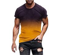 KOG T-Shirts für Herren Sommer T Shirts Kurzarm Shirt Grafik Arbeitsshirt Basic Baumwolle Tshirt Outlet Angebote Männer Sportshirt Fashion Laufshirt Lose Tee Warehouse Deals Angebote Gelb 5XL