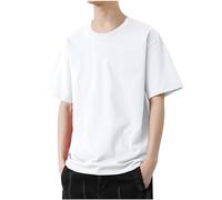 KOG T-Shirts für Herren Sommer Tshirts Kurzarm Kleidung Einfarbige Streetwear Strand Baumwolle Freizeitshirt Jungen Oberteil Bequemes Bekleidung Teenager Lässig Sportshirt Weiß 6XL