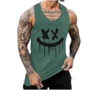 KOG Tank Top Herren Sport Tanktop Sommer Muskelshirt Ärmelloses Kleidung Mode Motiv Tee Mode Baumwolle Oberteil Jungen Shirts Fashion T-Shirt Junge Sporthemd Armeegrün L
