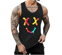 KOG Tank Top Herren Sport Tanktop Sommer Muskelshirt Ärmelloses Tee T-Shirt Grafik Lose Baumwolle Bekleidung Junge T-Shirts 2026 Oberteile Jungen Bequemes Top Schwarz 3XL