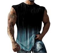 KOG Tank Top Herren Sport Tanktop Sommer Muskelshirts Ärmelloses Kleidung Tie-Dye Muster Unterhemd Fashion Baumwolle Tee Prime Freizeitshirt Leicht Streetwear Männer T-Shirt Angebote Dunkelblau 4XL