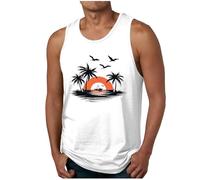 KOG Tank Top Herren Sport Tanktop Sommer Muskelshirts Ärmelloses Shirts Grafik Tshirt Lässig Baumwolle Tee T-Shirt Herren Tshirt Sale Top Basic Männer Freizeitshirt Prime Weiß L