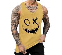 KOG Tank Top Herren Sport Tanktop Sommer Sportshirt Ärmelloses Shirts Grafik Drucken Wandershirt Gym Baumwolle Top Bequemes Oberteil Junge Tee T-Shirt Gelb S