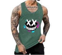 KOG Tank Top Herren Sport Tanktop Sommer Sportshirt Ärmelloses T-Shirt Grafik Bekleidung Freizeit Baumwolle Shirt Teenager Leicht Freizeitshirt Tee Armeegrün 4XL